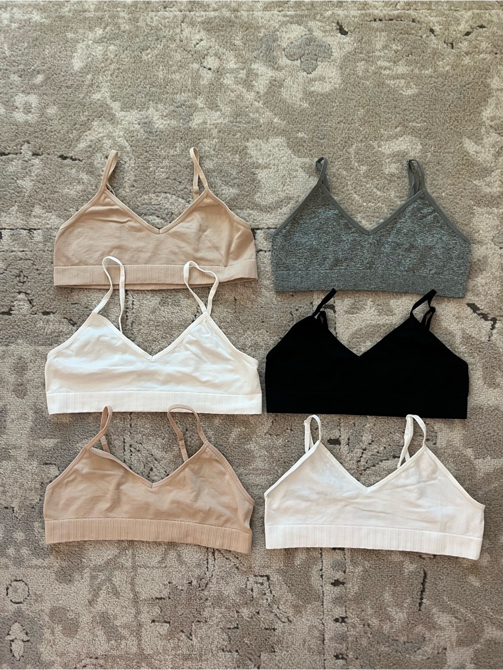 art class Girls Seamless V-Neck Bralettes - Black, White, Gray, Beige
